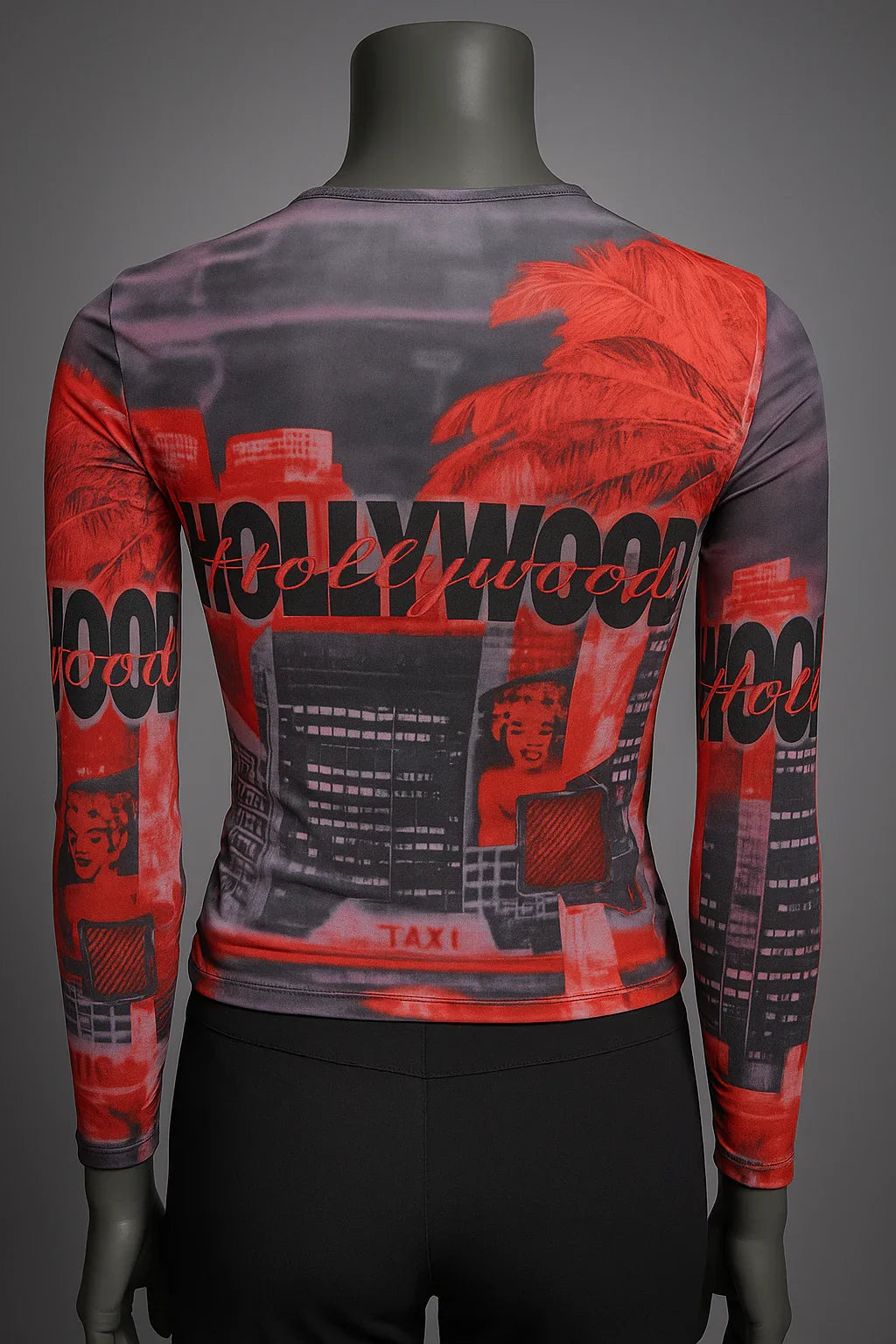 Printed Mesh T Shirt with Embelishment   Tinsel Town Print - Extravagance Fashion 