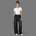 High-Waisted Wide-Leg Dark Denim Jeans
