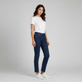 Dark Wash Straight-Leg Jeans with Ribbed Knee Detail