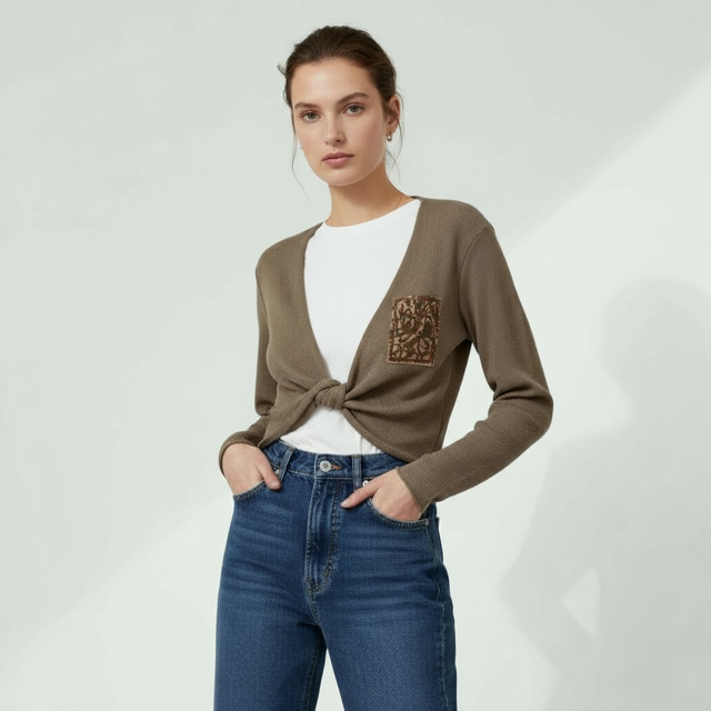 Women's Twist-Front Knot Cardigan Klussi-Lunatisme - Extravagance Fashion 