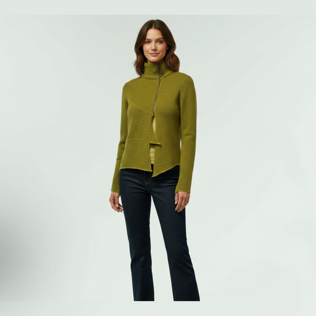 Asymmetric Zip Cardigan-Cham- Lunatisme - Extravagance Fashion 