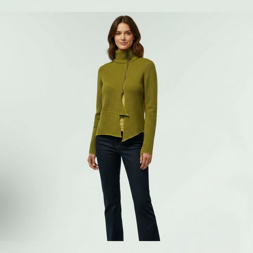 Asymmetric Zip Cardigan-Cham- Lunatisme - Extravagance Fashion 