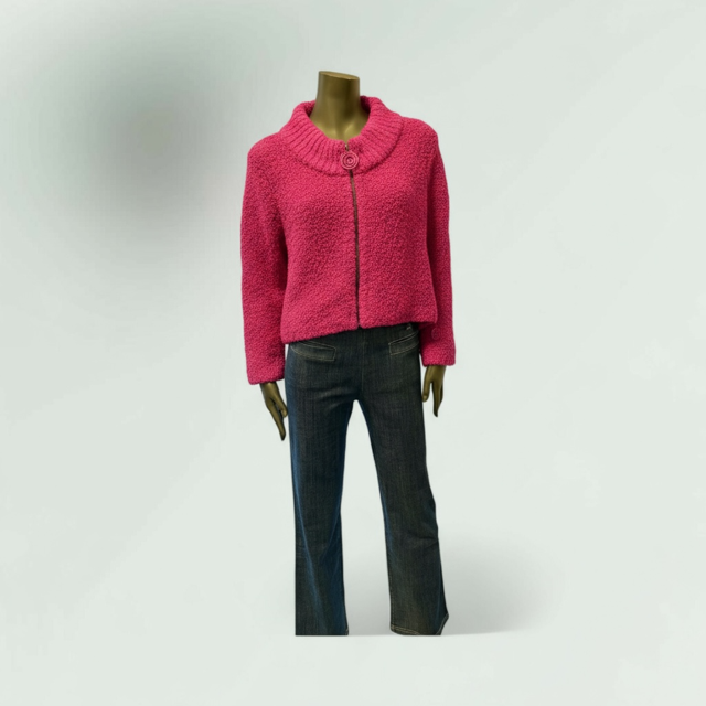 Textured Zip-Up Cardigan- Ranjana-Lunatisme - Extravagance Fashion 