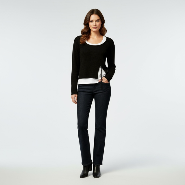 Women's Relaxed Knit Sweater with Side Tie Detail-Filicina- Lunatisme - Extravagance Fashion 
