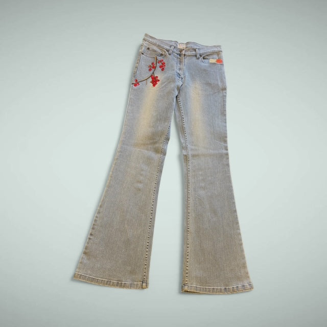 Hand Painted jeans - Cherry branch - Extravagance Fashion 