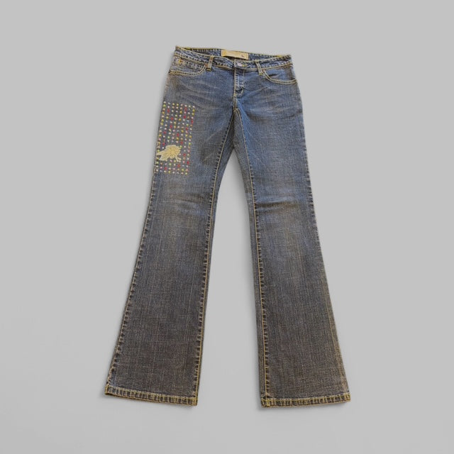 Hand Painted Jeans sequins embellishment - Extravagance Fashion 