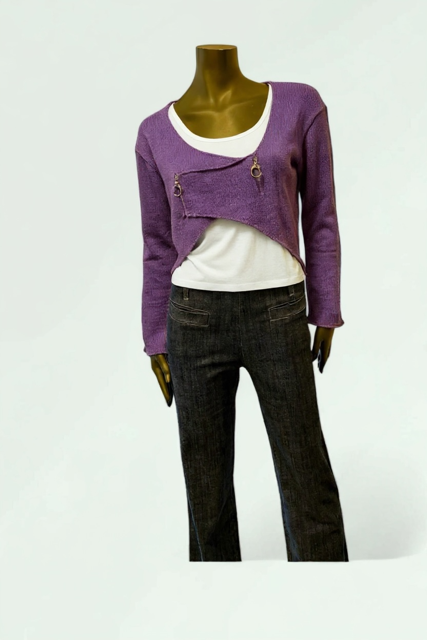Lavender Asymmetric Wrap Knit Cardigan-Walyunga- Lunatisme - Extravagance Fashion 