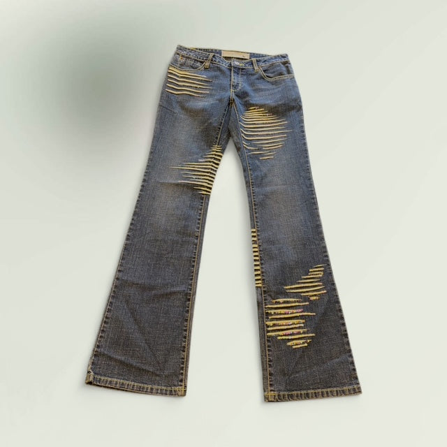 Hand Painted Jeans- Stripe print - Extravagance Fashion 