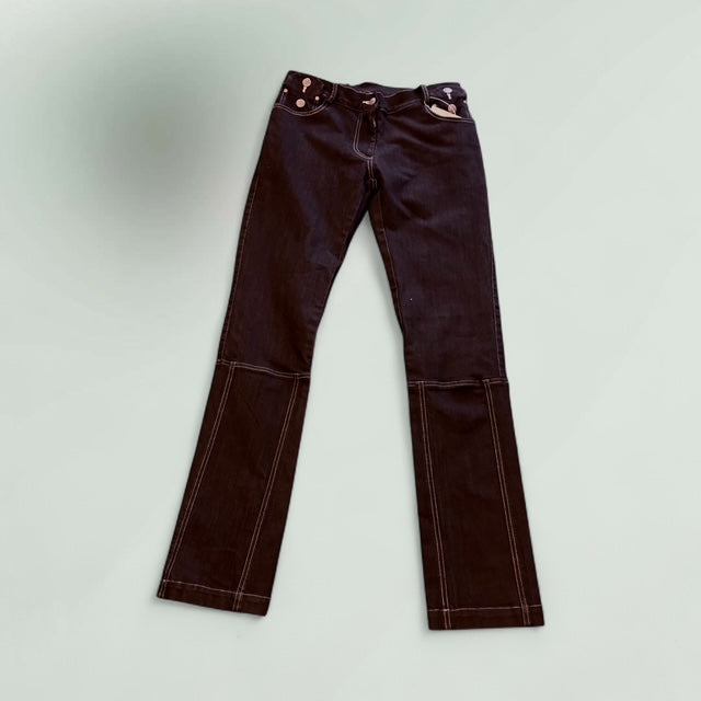 Women's Classic Black Straight-Leg Jeans style No. CC106 DSC - Extravagance Fashion 