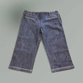 front of the Unisex Raw Denim Cropped Wide-Leg Jeans