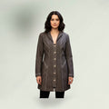 Women's Tailored Denim Button-Front Jacket - Structured Longline Fit
