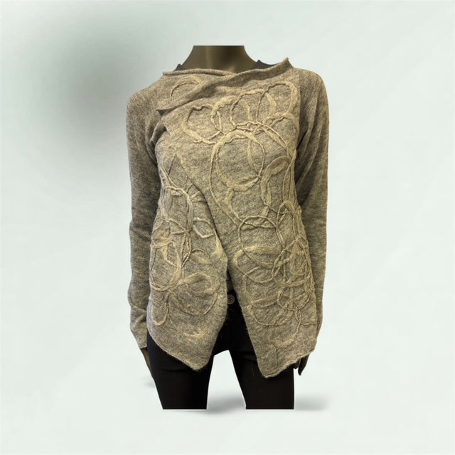 Asymmetric Edge to Edge Cardigan in Mohair and Viscose style 1865 - Extravagance Fashion 