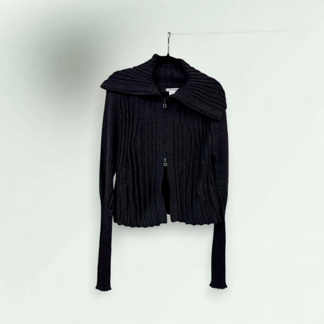 Ribbed Knit Zip Cardigan Style 2733 - Extravagance Fashion 