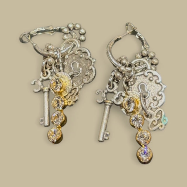 Dangly Earring with Selected Charms and Rhinestone):