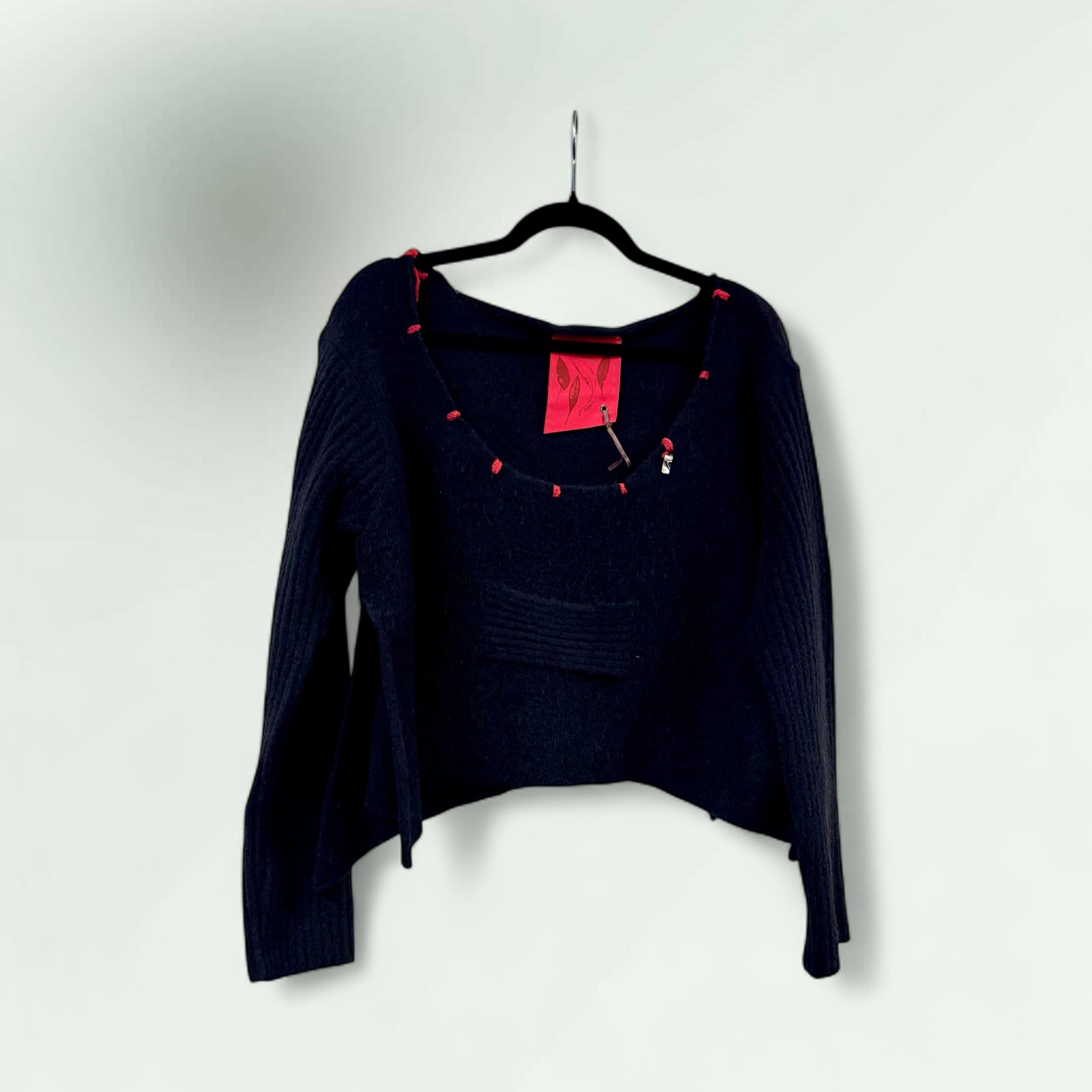 Women's Asymmetric Knit Sweater with Raw Neckline- Lunatisme - Extravagance Fashion 