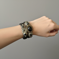 Wrap around Leather Bracelet with Coloured stone and rhinestones with magnetic clasp - Extravagance Fashion 