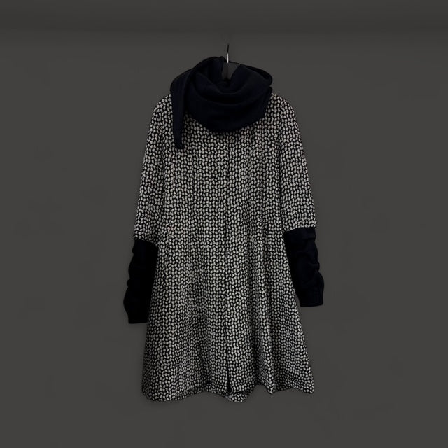 Elegant Houndstooth Flare Wool Coat STYLE HC015/WLG - Extravagance Fashion 