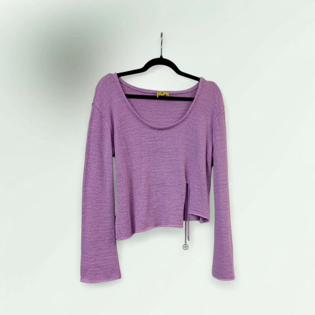 Women's Relaxed Knit Sweater with Side Tie Detail-Filicina- Lunatisme - Extravagance Fashion 