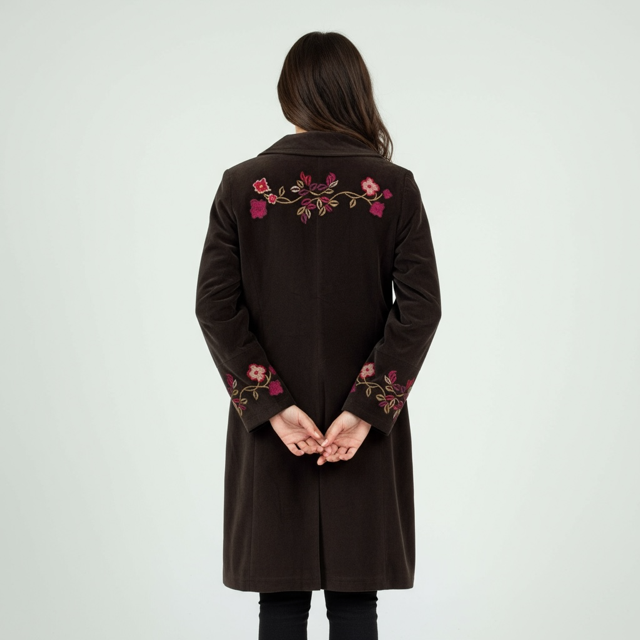 Velvet Embroiderd Coat - Extravagance Fashion 
