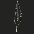 Long Layered Silver Necklace Enhanced with Shiny Stones