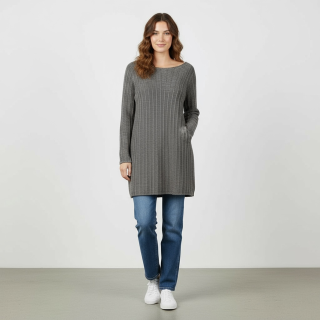 Ribbed Knit Tunic Dress style 3309 - Extravagance Fashion 