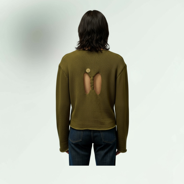 Olive Ring-Closure Knit Cardigan - Rosultia-Lunatisme - Extravagance Fashion 