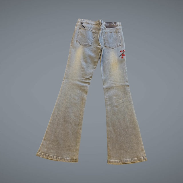 Hand Painted jeans - Cherry branch - Extravagance Fashion 