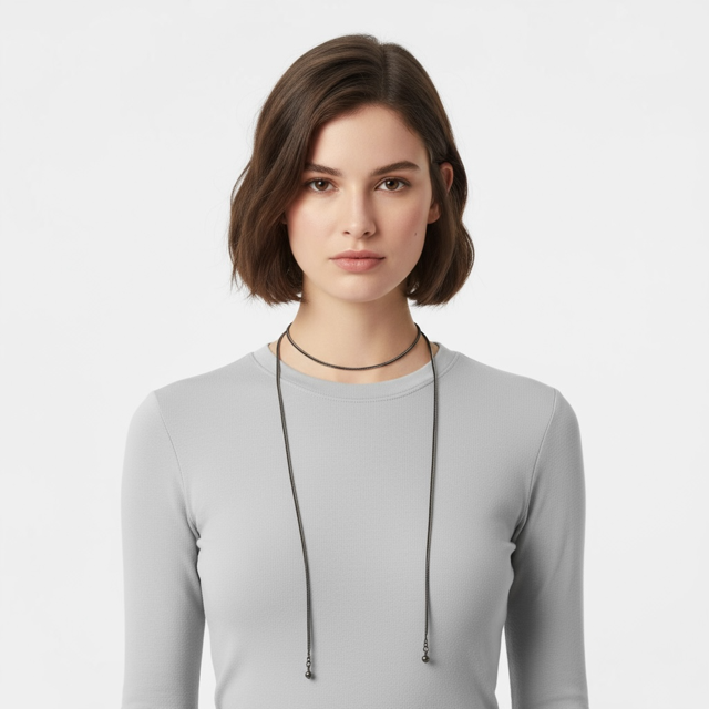 Thin metal rope chain with bead on the ende , can be worn as belt or a necklace - Extravagance Fashion 