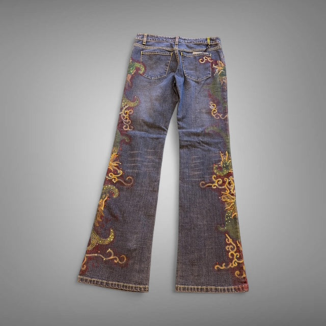 Hand Painted Jeans- Abstract Painting - Extravagance Fashion 