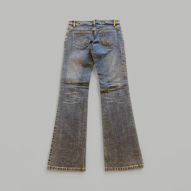 Hand Painted Jeans sequins embellishment - Extravagance Fashion 