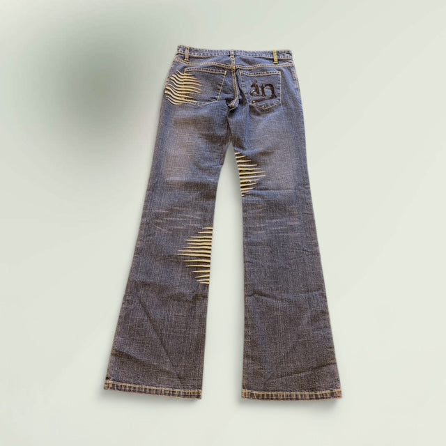 Hand Painted Jeans- Stripe print - Extravagance Fashion 