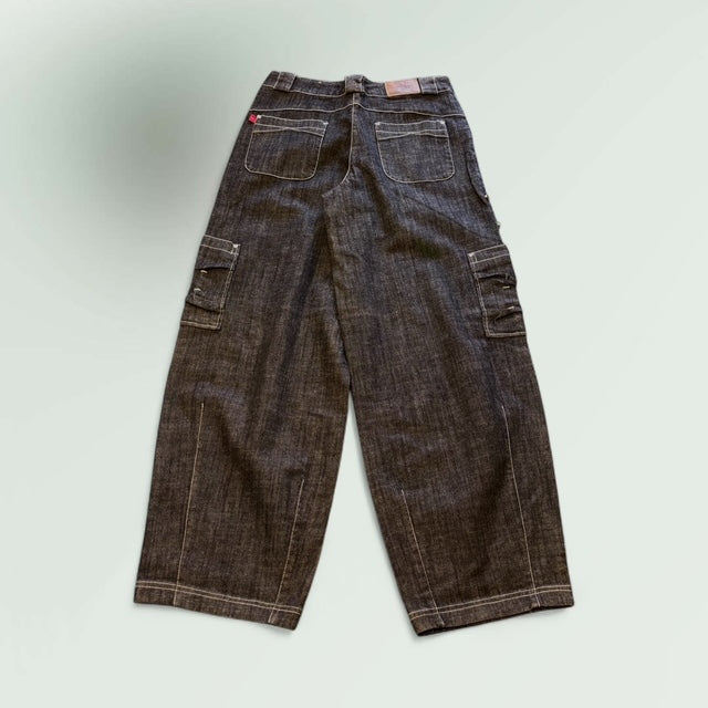 Women's Wide-Leg Cargo Jeans – Blue Denim Style no.AA43 DS - Extravagance Fashion 
