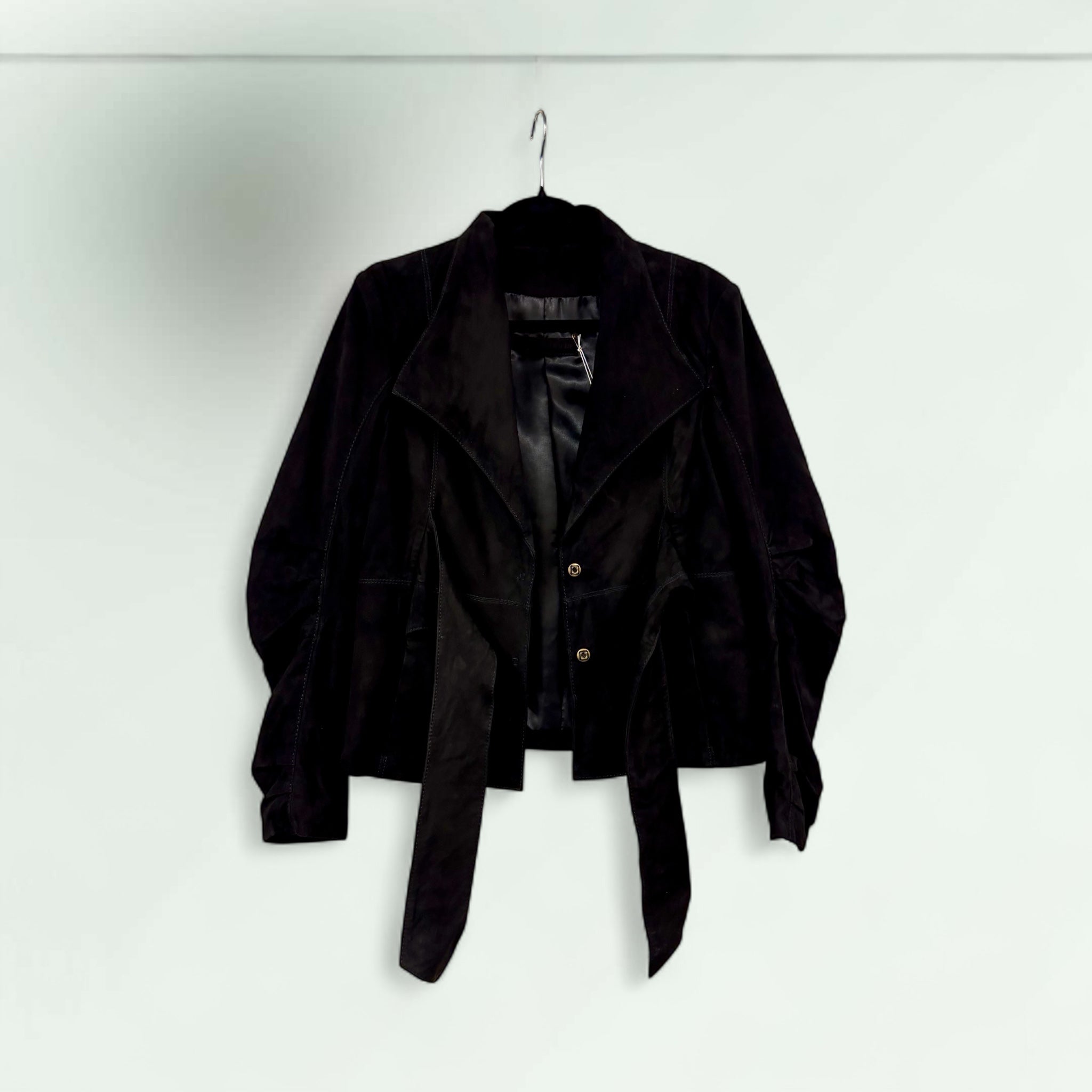 Women's Belted Suede Jacket - Extravagance Fashion 