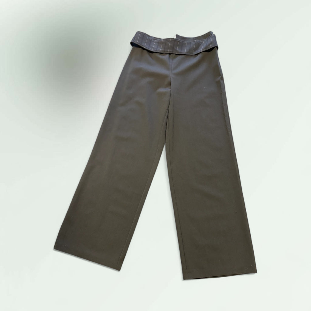 High-Waisted Wide-Leg Trousers – Charcoal Grey - Extravagance Fashion 