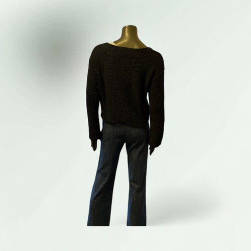 Black Textured Cutout Hem Sweater-Caladisca-Lunatisme - Extravagance Fashion 