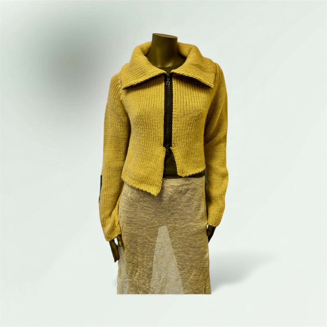 Asymmetric Mohair Zipped Cardigan style 1217 - Extravagance Fashion 