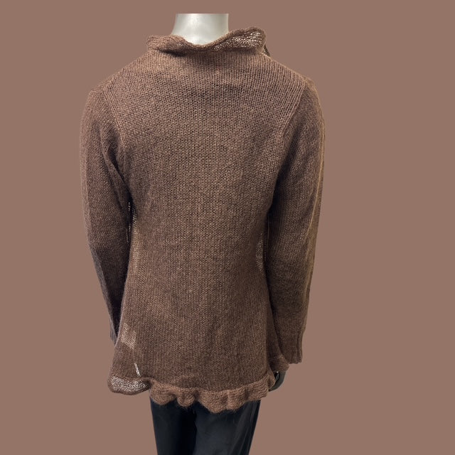 MOHAIR OPEN EDGE CARDIGAN WITH FRILLY BORDER AND TIE  -STYLE NO. GRANIT 501 - Extravagance Fashion 