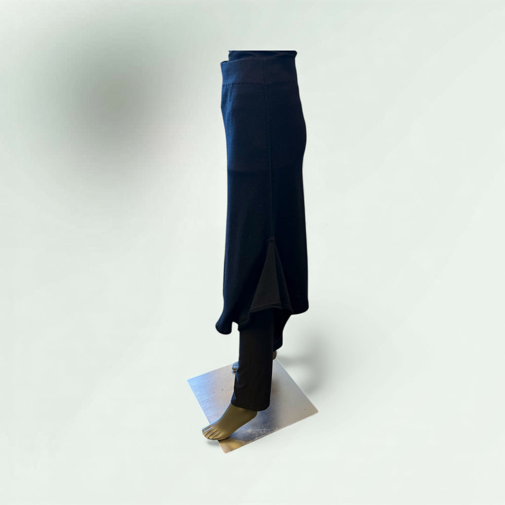 Side View of the Assymetric Black Skirt
