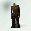 Front View of the Shear Black Sweater