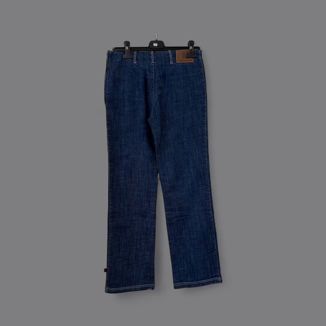 Classic Straight-Leg Dark Blue Denim Jeans - Extravagance Fashion 