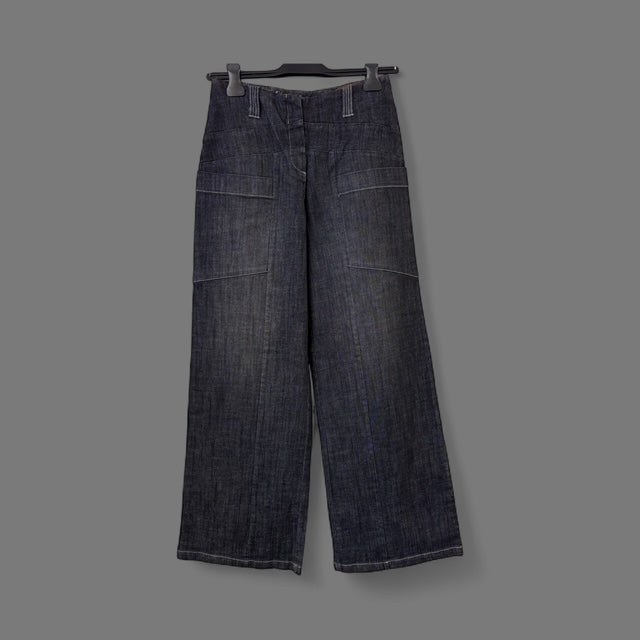 High-Waisted Wide-Leg Dark Denim Jeans - Extravagance Fashion 