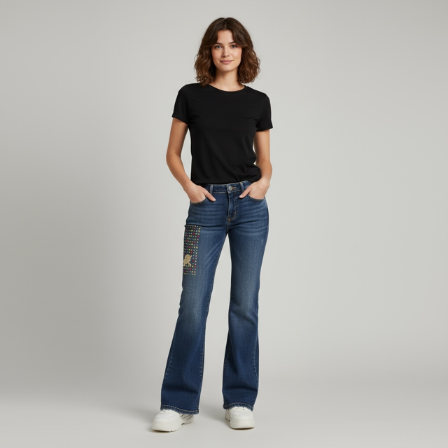 Jeans -Hand painted and embellised with sequins 