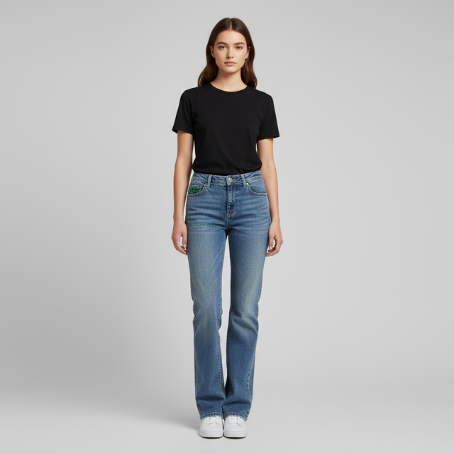Hand Painted Blue Jeans with writing on the back pocket