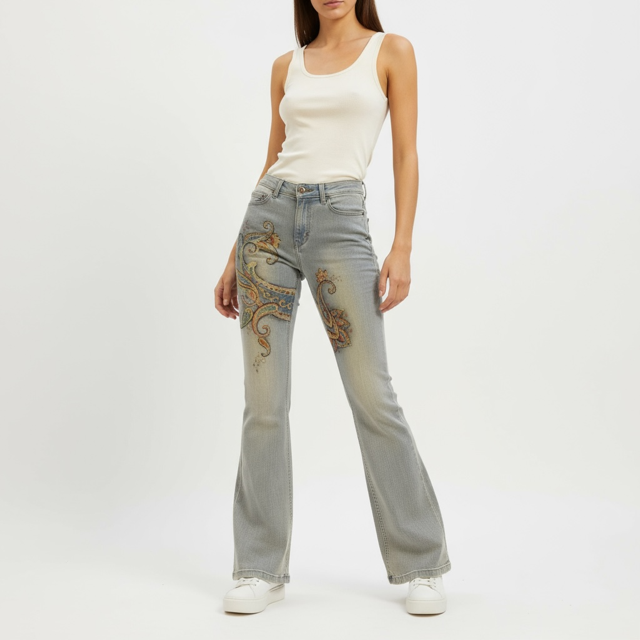 unique hand painted blue jeans
