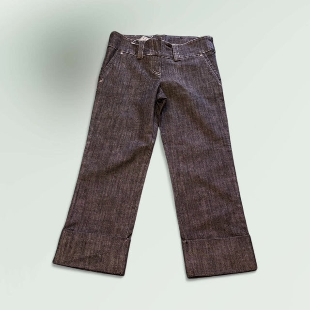 Women's Cropped Wide-Leg Jeans with Cuffed Hem 