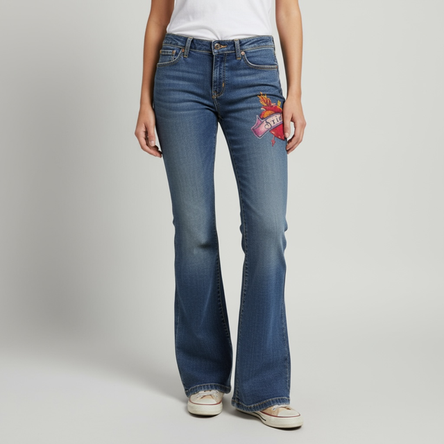 Hand painted Jeans with Frda motiff on the left  leg