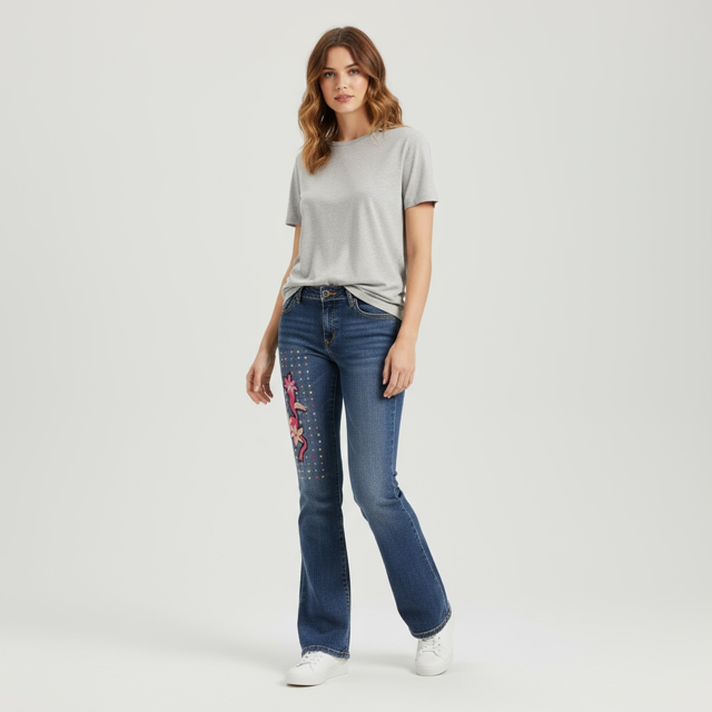 Hand Painted Jeans  art work painted on the Trouser legs - Extravagance Fashion 