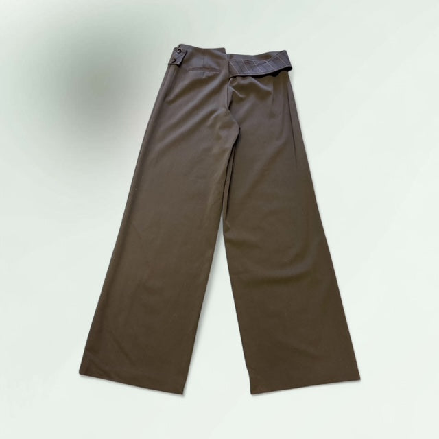 High-Waisted Wide-Leg Trousers – Charcoal Grey - Extravagance Fashion 