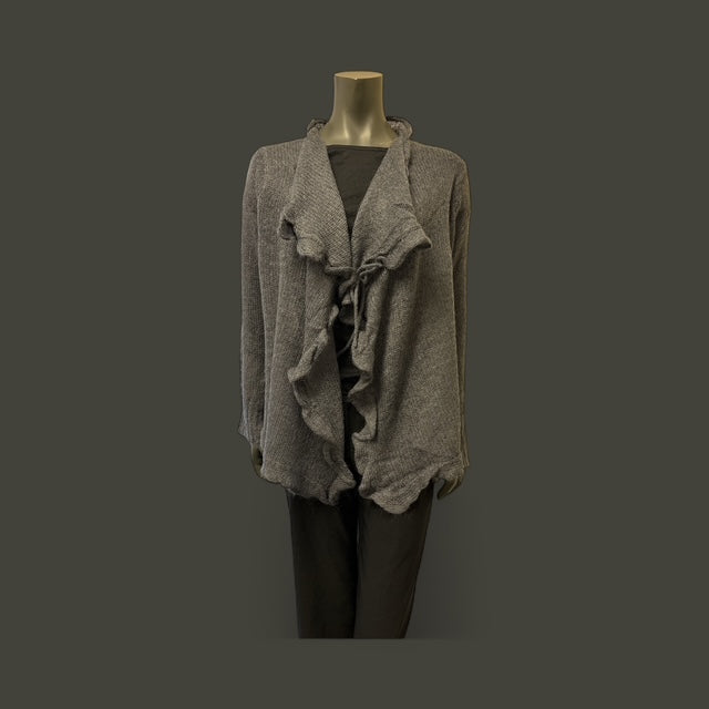 MOHAIR OPEN EDGE CARDIGAN WITH FRILLY BORDER AND TIE  -STYLE NO. GRANIT 501 - Extravagance Fashion 