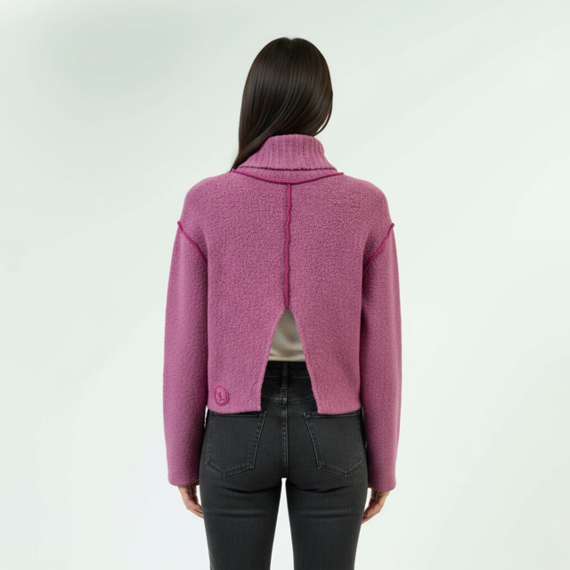 Contemporary Turtle Neck Sweater with back Slit- Grantha-Lunatisme - Extravagance Fashion 